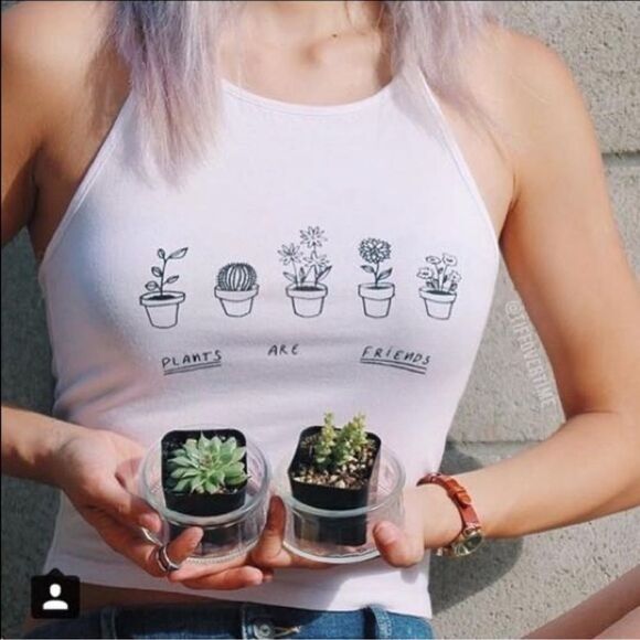 Brandy Melville Cut Off Tee Plants and Friends - Picture 1 of 7